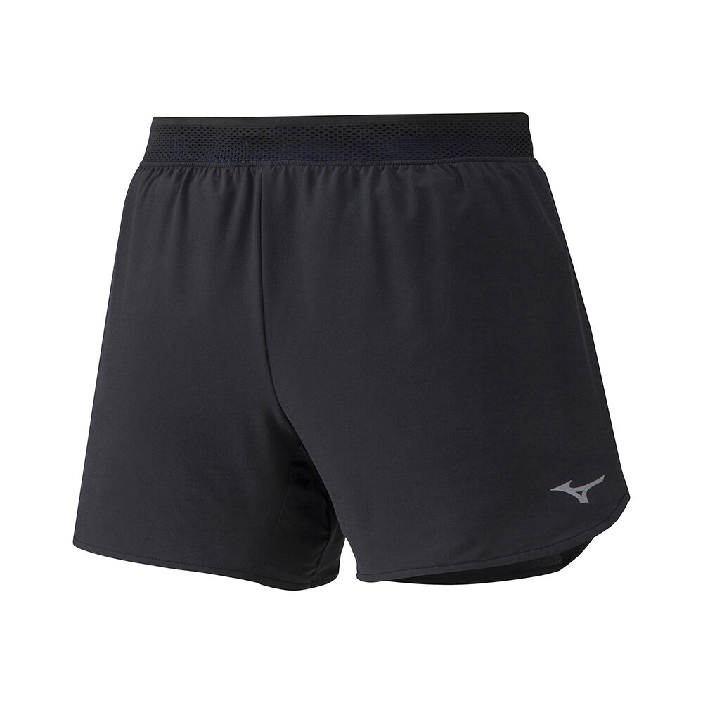 Womens Mizuno ER 4.5 2in1 Running Shorts Black/Blue Philippines (IYKSHN160)